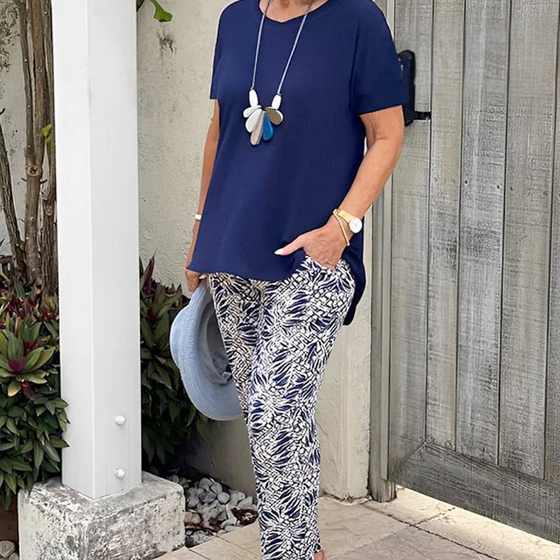 Ensemble Femme Coton Pantalon Imprimé Coupe Fluide