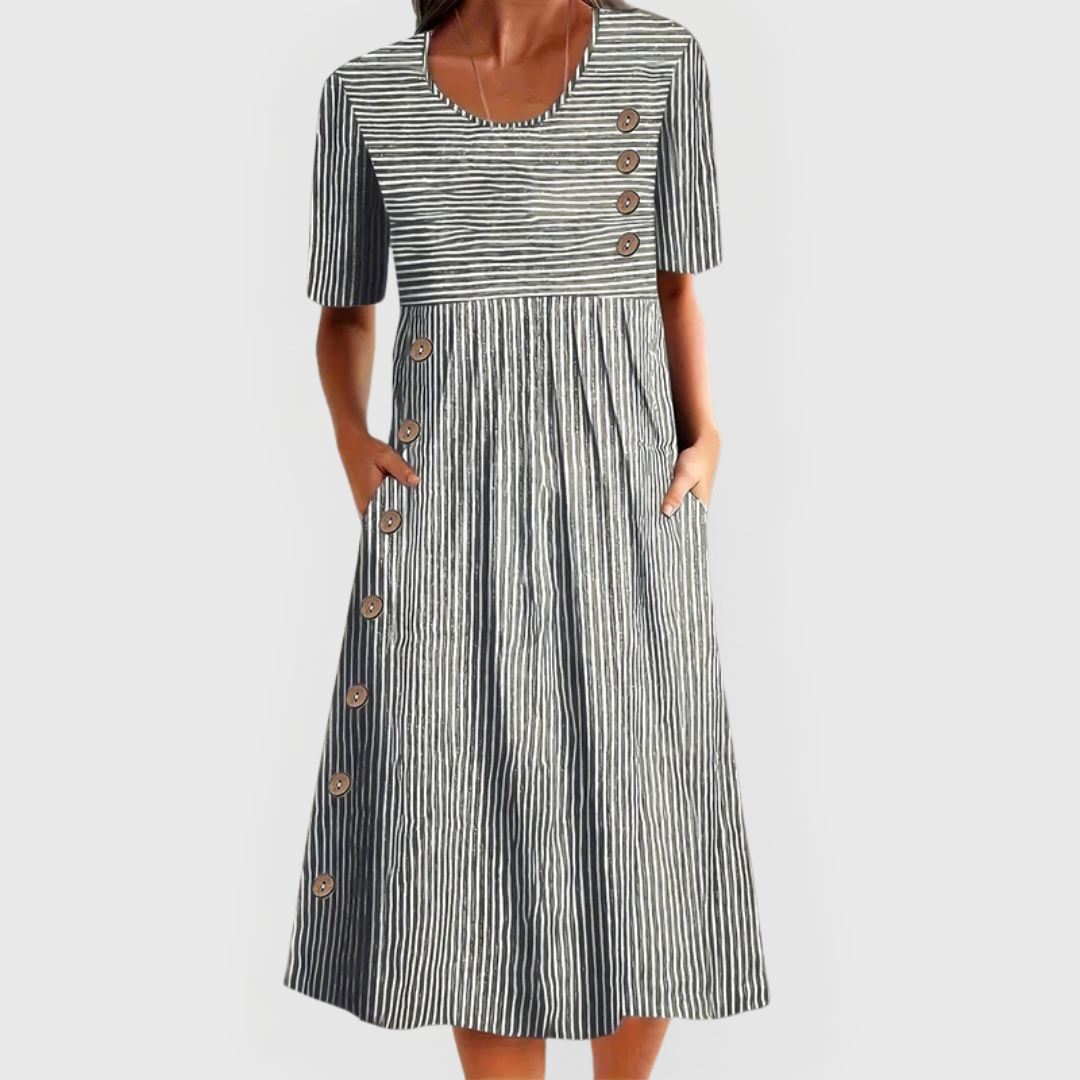 Robe femme linéaire en coton à rayures