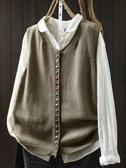 Cardigan Tricot Doux Col Rond Coupe Fluide