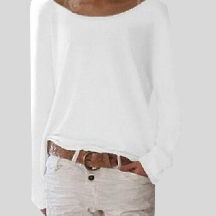 Chemise Femme Décontractée Col Rond Blanc