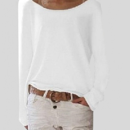 Chemise Femme Décontractée Col Rond Blanc