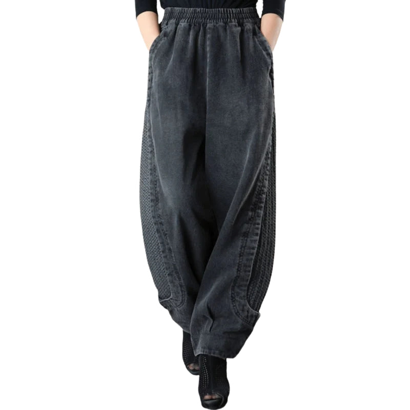Pantalon Velours Taille Haute Élégant avec Poches Latérales - PanierRoyale