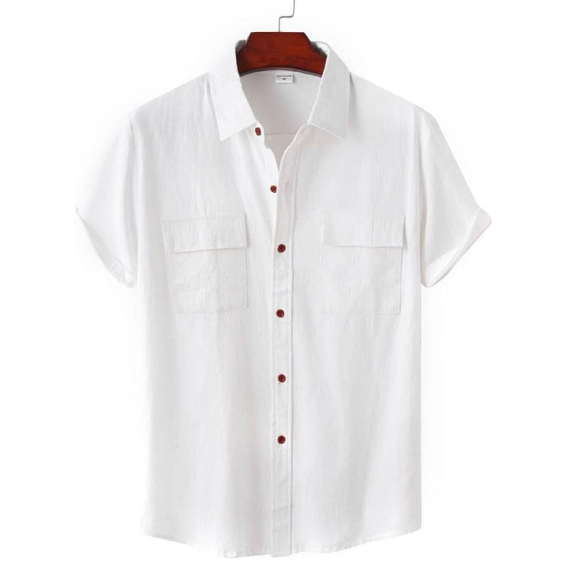 Chemise Décontractée Manches Courtes avec Poches pour Homme
