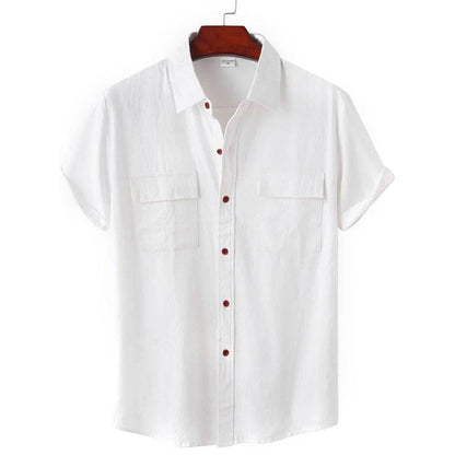 Chemise Décontractée Manches Courtes avec Poches pour Homme