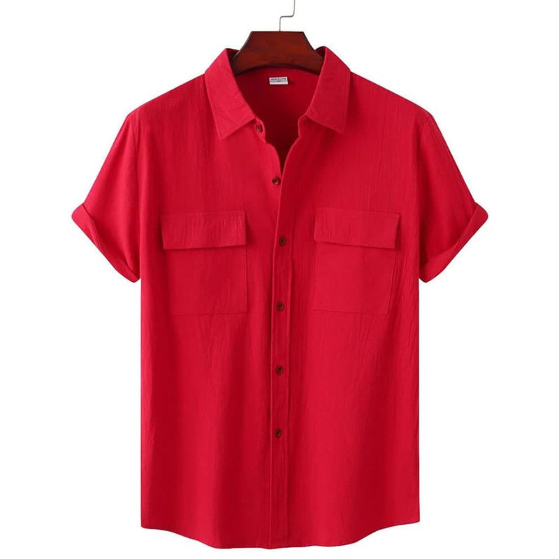 Chemise Décontractée Manches Courtes avec Poches pour Homme