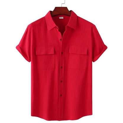 Chemise Décontractée Manches Courtes avec Poches pour Homme