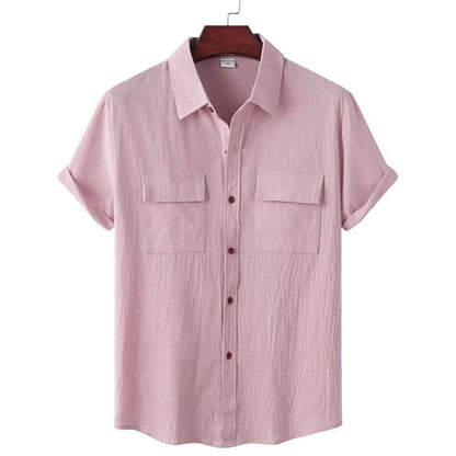 Chemise Décontractée Manches Courtes avec Poches pour Homme