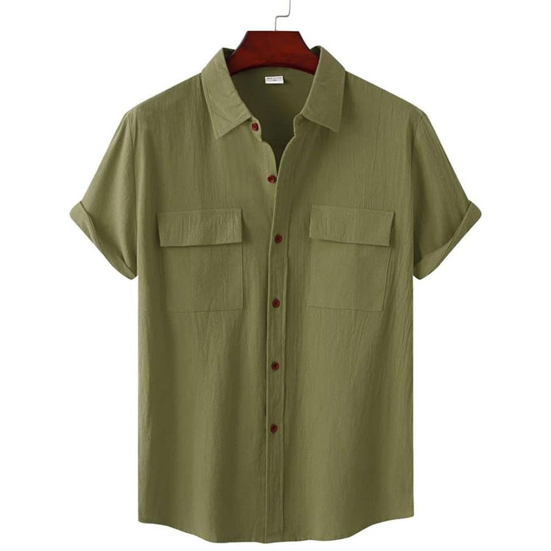 Chemise Décontractée Manches Courtes avec Poches pour Homme