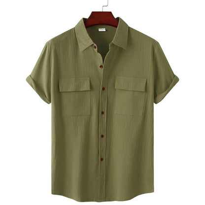 Chemise Décontractée Manches Courtes avec Poches pour Homme