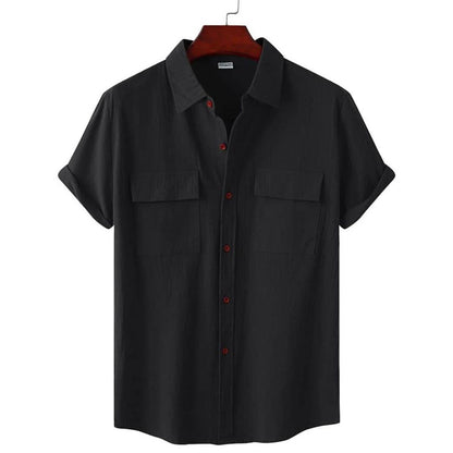 Chemise Décontractée Manches Courtes avec Poches pour Homme