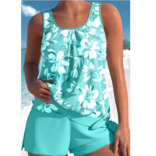 Maillot de Bain Femme Floral Court avec Shorty sans Manches - PanierRoyale