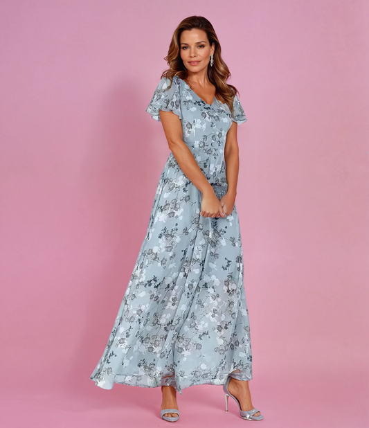 Robe Grande Taille Décolleté V et Imprimé Floral Élégante - BerlinGlamour