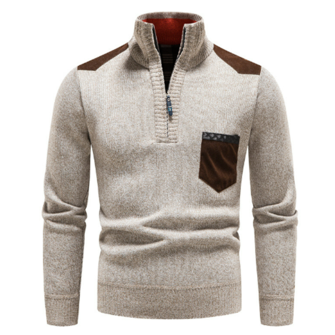 Pull en laine chaud à col montant et poches avant - PanierRoyale