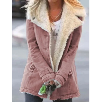 Manteau Femme Élégant Rose Fourrure Doublée - PanierRoyale
