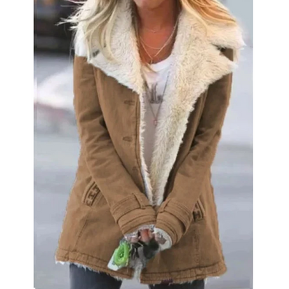 Manteau Femme Élégant Rose Fourrure Doublée