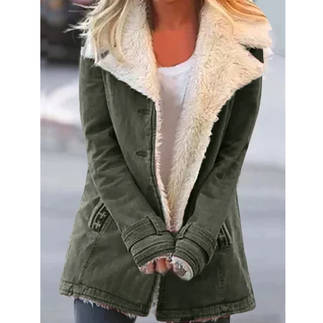 Manteau Femme Élégant Rose Fourrure Doublée