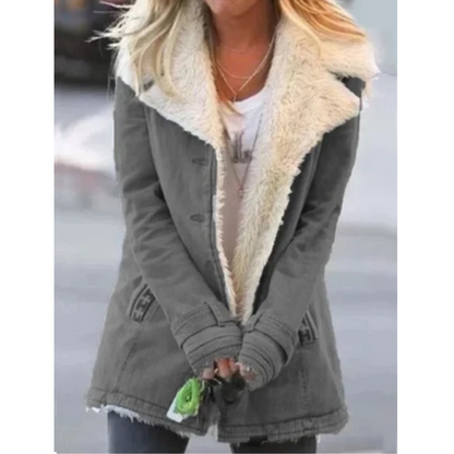 Manteau Femme Élégant Rose Fourrure Doublée