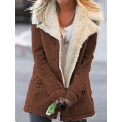Manteau Femme Élégant Rose Fourrure Doublée