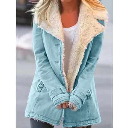 Manteau Femme Élégant Rose Fourrure Doublée