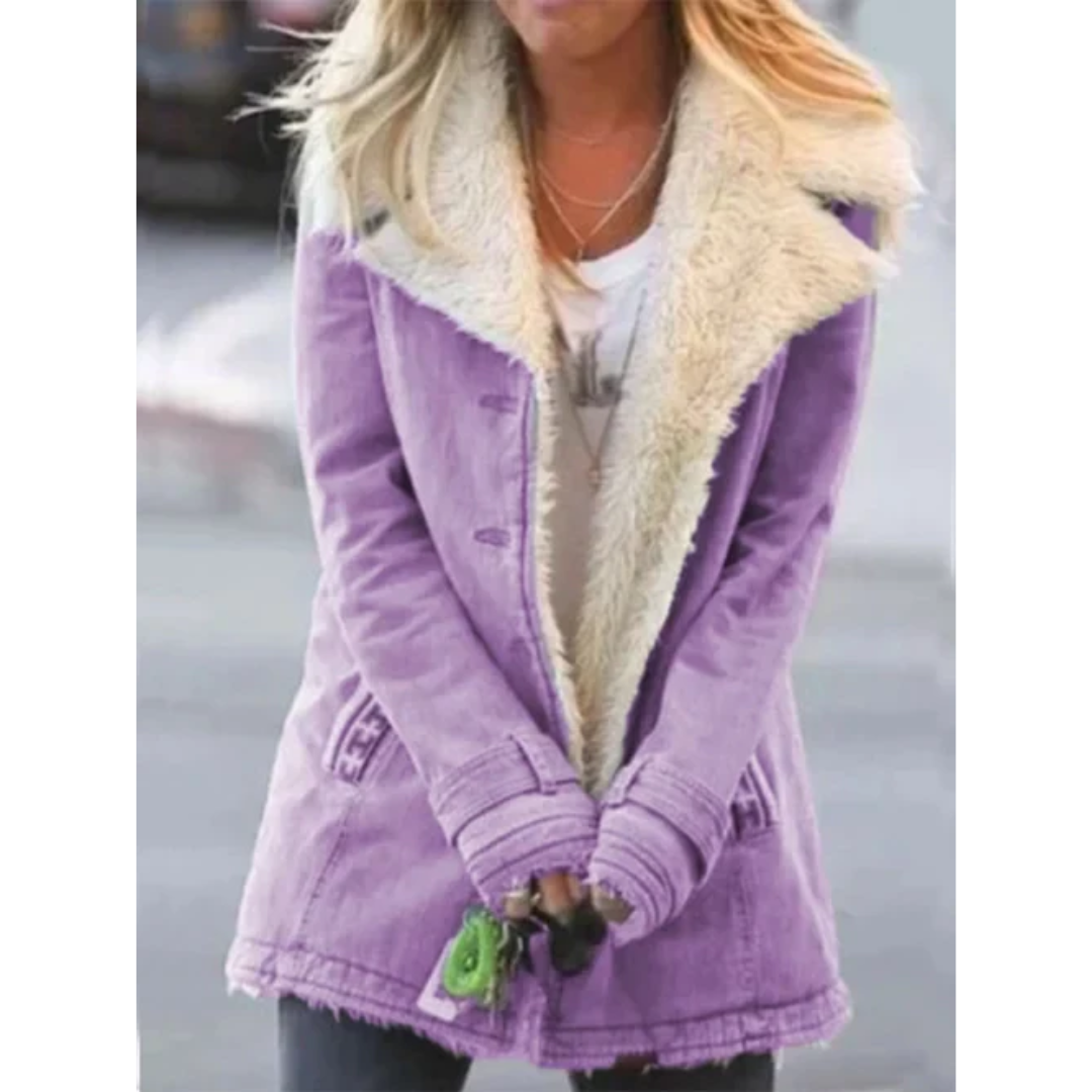 Manteau Femme Élégant Rose Fourrure Doublée
