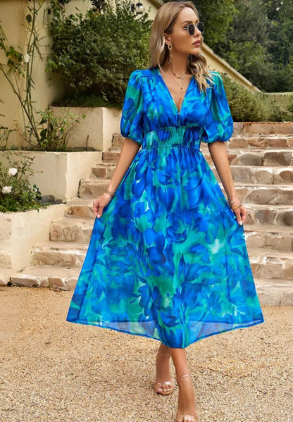 Robe Midi Imprimée Abstrait Féminine pour Femme