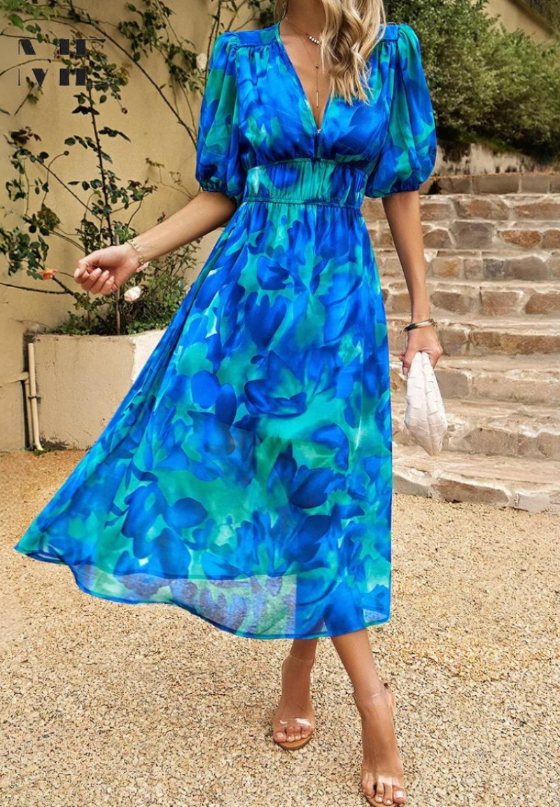 Robe Midi Imprimée Abstrait Féminine pour Femme