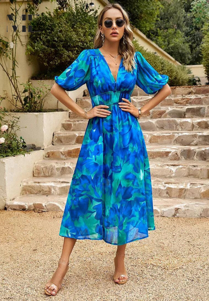 Robe Midi Imprimée Abstrait Féminine pour Femme