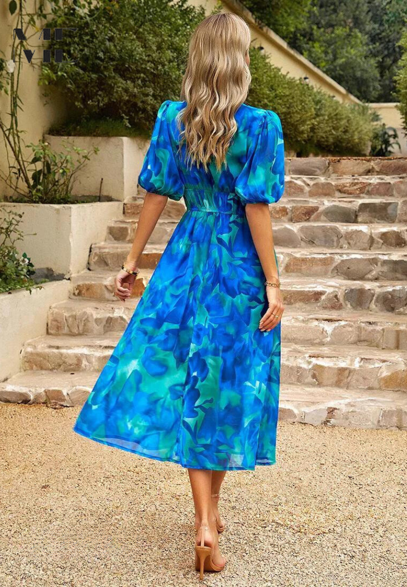 Robe Midi Imprimée Abstrait Féminine pour Femme