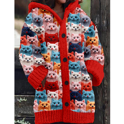 Cardigan Chat Amusant et Doux pour Femme