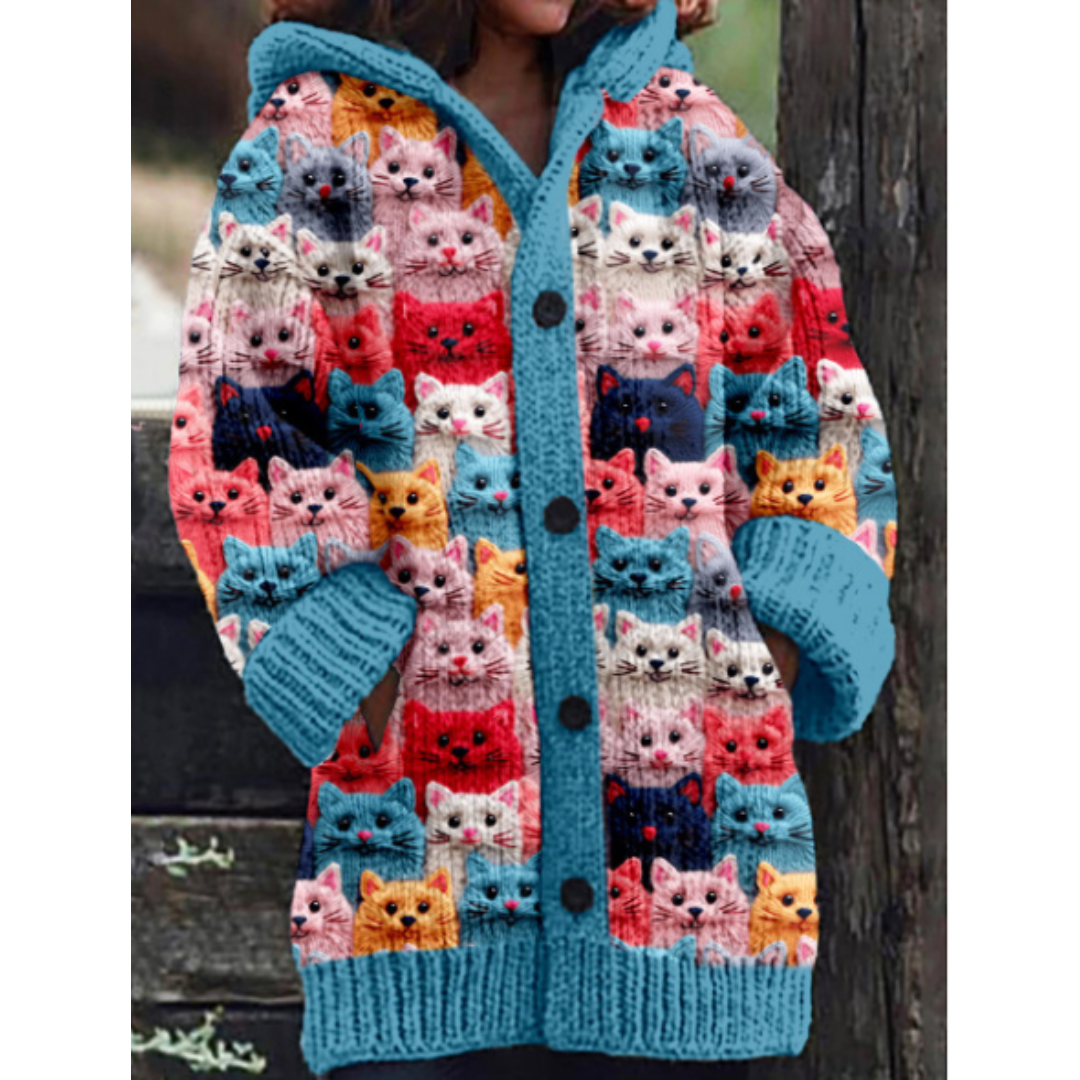 Cardigan Chat Amusant et Doux pour Femme - PanierRoyale
