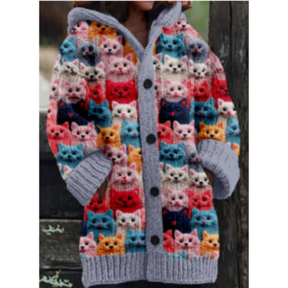 Cardigan Chat Amusant et Doux pour Femme