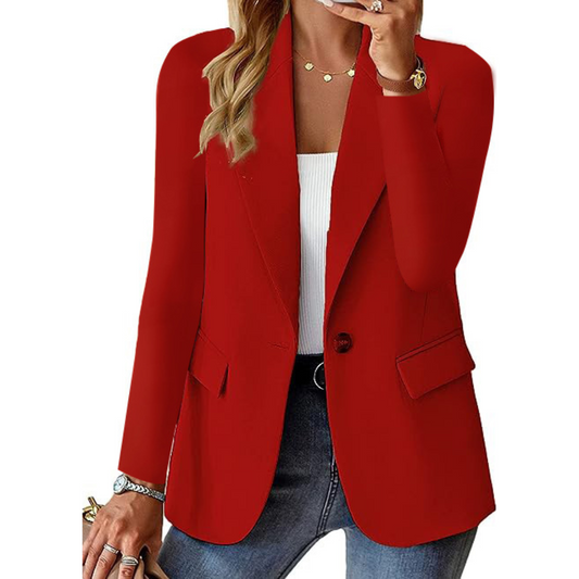 Blazer Féminin Col Revers Blanc Longues Manches Décontracté - PanierRoyale