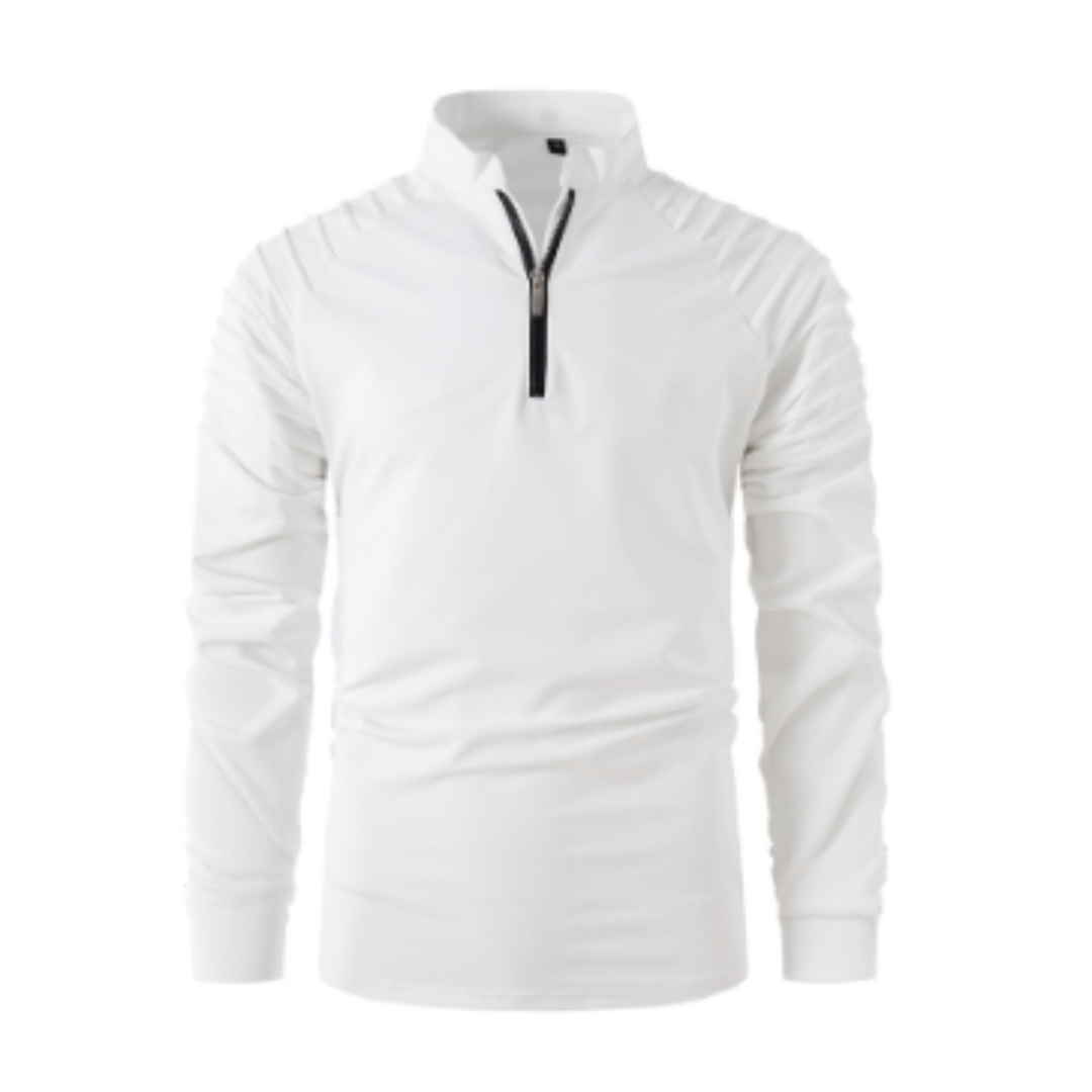 Pull Blanc à Manches Longues avec Fermeture Éclair - PanierRoyale
