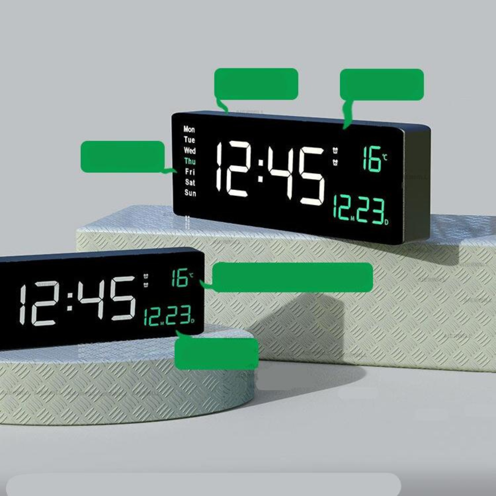 Horloge Murale LED Écran LCD Réglable - PanierRoyale
