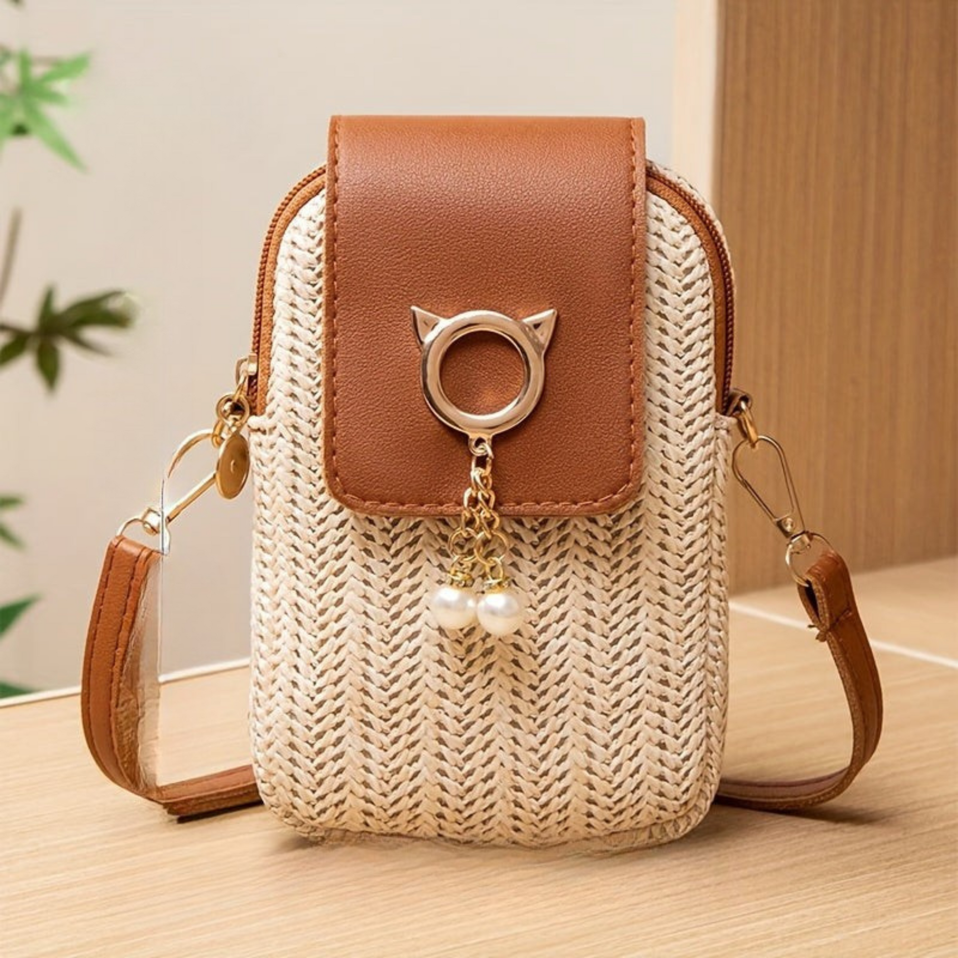 Sac à Bandoulière Petit Élégant avec Nœud Tissé - PanierRoyale