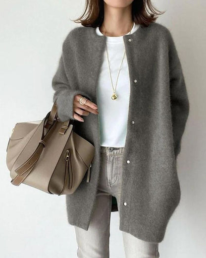 Manteau Femme Laine Grise Hiver Doux et Élégant - PanierRoyale