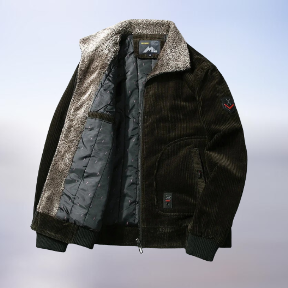 Veste en Velours Brun Doublée Fourrure Artificielle Chaude