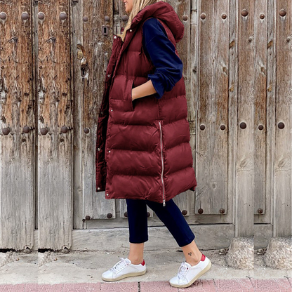 Gilet Féminin À Capuche Doux et Chaud