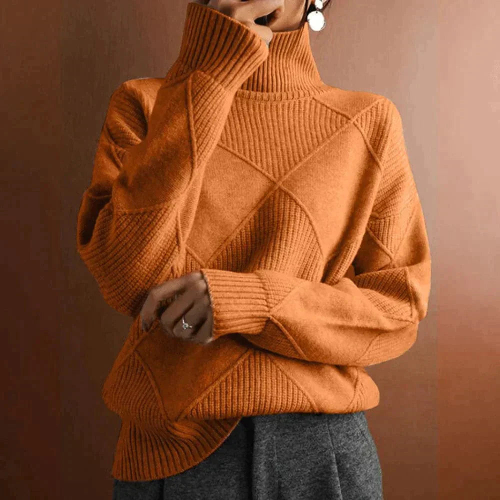 Pull Femme Col Rond en Laine Douce Brun