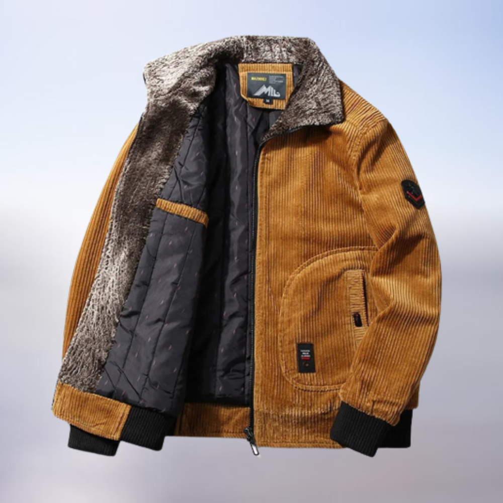 Veste en Velours Brun Doublée Fourrure Artificielle Chaude - PanierRoyale