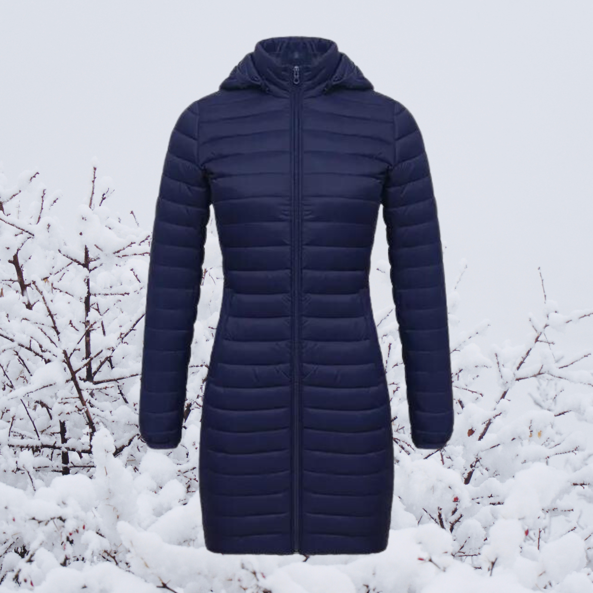 Manteau femme hivernal épais avec capuchon en beige