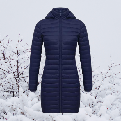 Manteau femme hivernal épais avec capuchon en beige