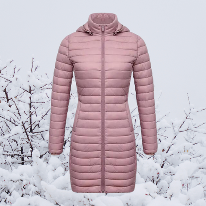 Manteau femme hivernal épais avec capuchon en beige