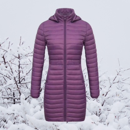 Manteau femme hivernal épais avec capuchon en beige