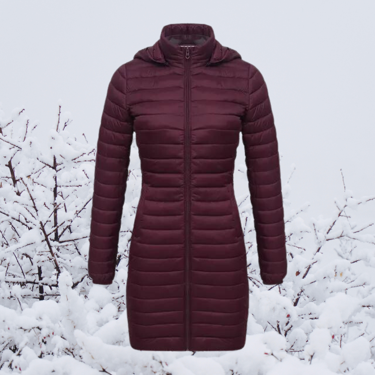 Manteau femme hivernal épais avec capuchon en beige