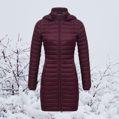 Manteau femme hivernal épais avec capuchon en beige