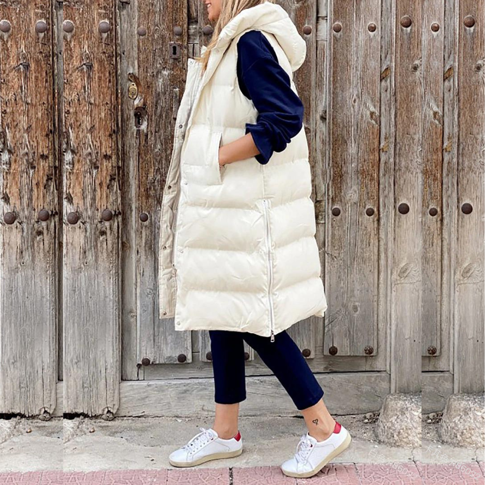 Gilet Féminin À Capuche Doux et Chaud