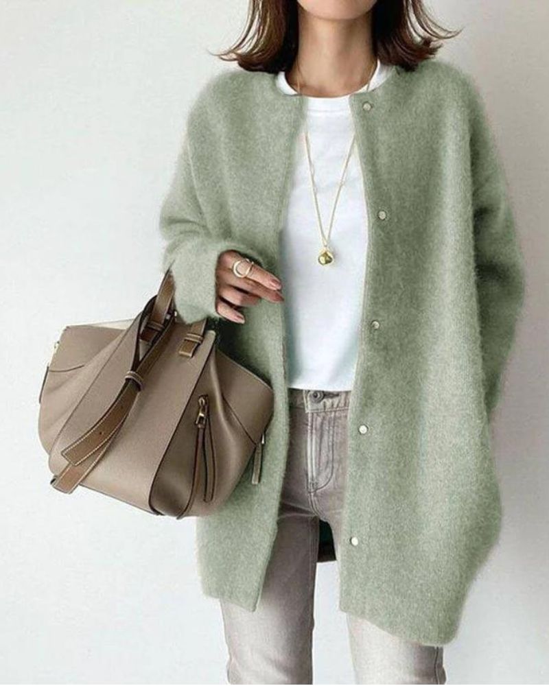 Cardigan D’Hiver Boutonné Pour Femme | Long