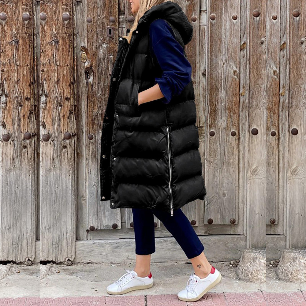 Gilet Féminin À Capuche Doux et Chaud