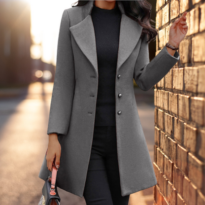 Manteau Femme Mélange Laine Coupe Cintrée Boutonné